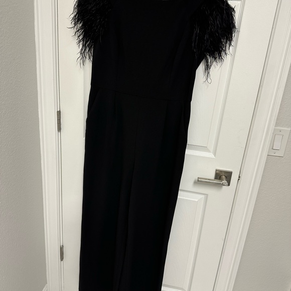 Calvin Klein Black Jumpsuit with Feather Detail - Picture 1 of 8